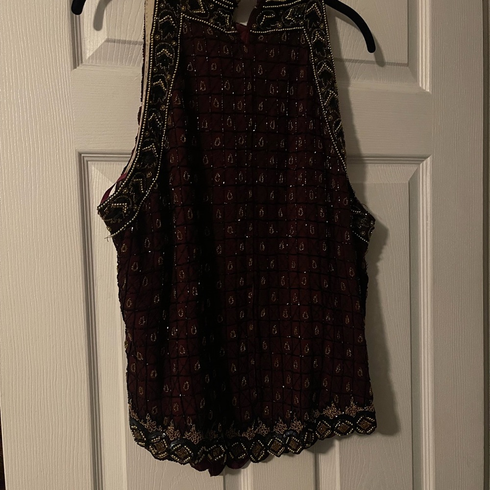Papell sleeveless beaded blouse